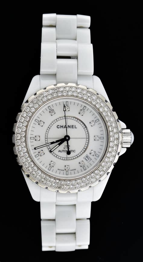 chanel watch black ceramic diamonds|Chanel j12 white with diamonds.